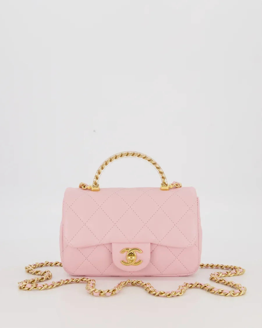 Chanel Mini Flap Bag Top Handle Lambskin